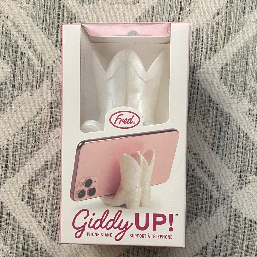 Fred Giddy Up White Boot Phone Stand